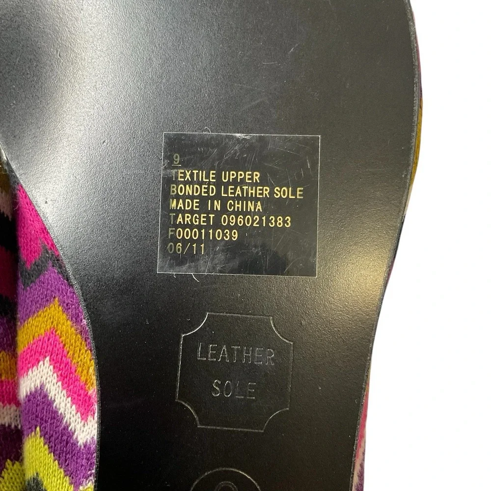 Missoni‎ For Target Pink Black Chevron Zig Zag Striped Ballet Flats Sz 9 NEW!
